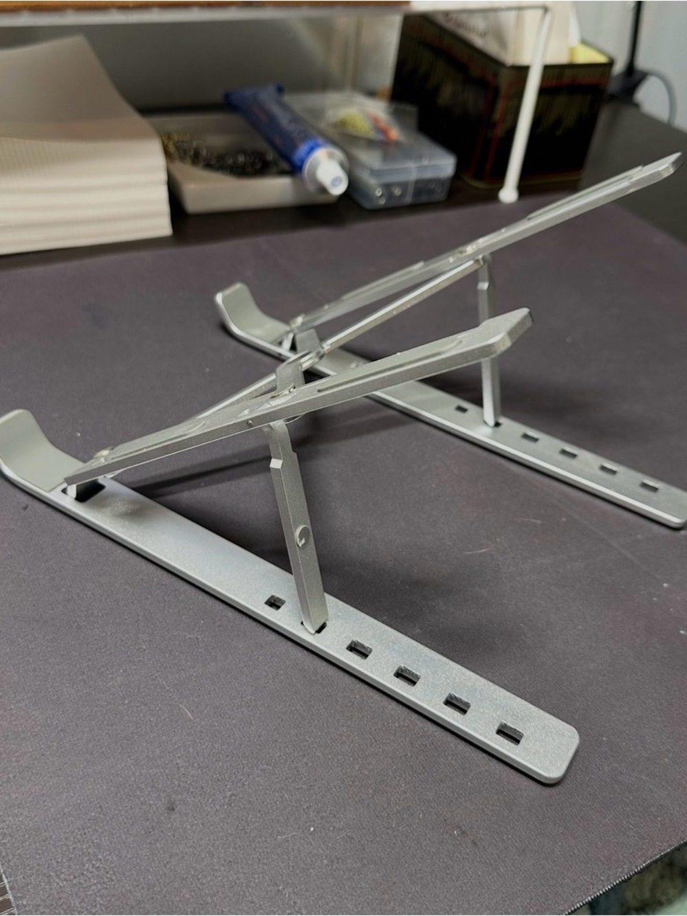Adjustable Silver Laptop Stand – Portable Foldable Riser - Picture 3 of 9